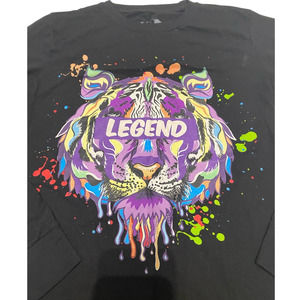 Hustle Legend Tiger Graphic Tee Long Sleeve Black Size Small